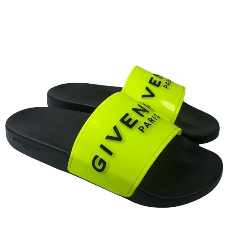 GIVENCHY New Men’s Fluo Yellow Rubber Slides Size 6 EU 39
